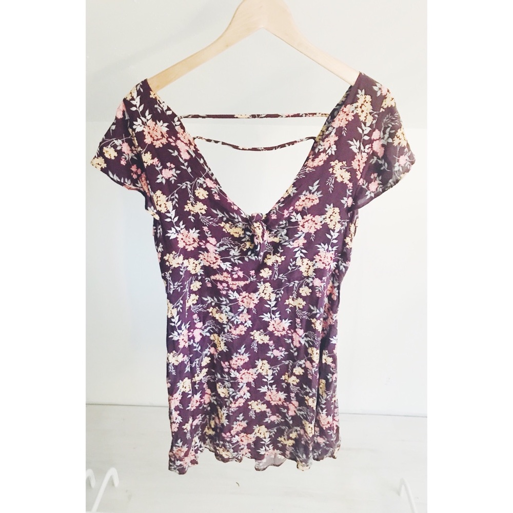 AEO Tie Front Plunge Back Babydoll Dress